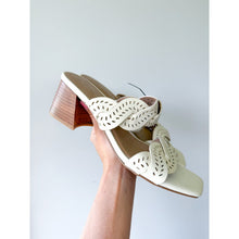Load image into Gallery viewer, Joie Society Laser Cut Braided Open Square Toe Block Heel Sandals White 9 NEW