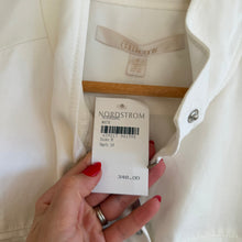 Load image into Gallery viewer, Nordstrom Collection Linen Blend Snap Front Utility Jacket White M NWT