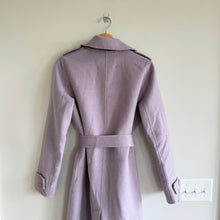 Load image into Gallery viewer, Badgley Mischka Double Face Wool Tie Waist Wrap Trench Coat Purple S