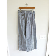 Load image into Gallery viewer, Donni Striped Pattern Strapless Cropped Top High Rise Wide Leg Pants Set Blue L