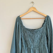 Load image into Gallery viewer, American Eagle Outfitters Plaid Smocked Mini Dress Teal L