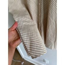 Load image into Gallery viewer, Max Studio Stripe Button Front Elastic Waist A-Line Midi Skirt Beige White M