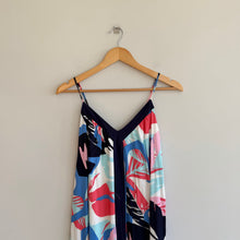 Load image into Gallery viewer, Gibson Leafy Print Sleeveless Pullover Maxi Dress Blue/Pink Petite Small