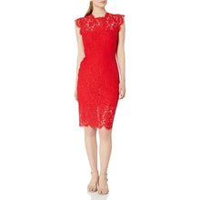 Load image into Gallery viewer, Rachel Zoe Suzette Floral Lace Cap Sleeve Mini Sheath Dress Red 4