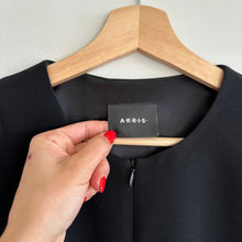 Load image into Gallery viewer, Akris Wool Zip-Front Sleeveless Crew Neck Peplum Mini Sheath Dress Black 10