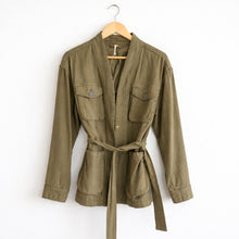 Load image into Gallery viewer, Free People In Our Nature Belted Cotton Cargo Jacket Green XS