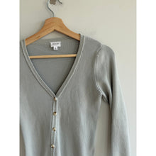 Load image into Gallery viewer, Le Lis Ribbed V-Neck Metallic Button Front Long Sleeve Cardigan Green S