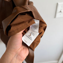 Load image into Gallery viewer, Paige Mayslie Faux Leather Button Front Belted Mini Dress Brown XL
