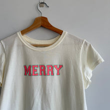 Load image into Gallery viewer, Recycled Karma Merry Minimalist Shrunken Baby Tee Pull On Top Cream L