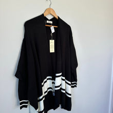 Load image into Gallery viewer, Elan Striped Cardigan Poncho Black White O/S NWT