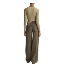 Load image into Gallery viewer, Vince Mid-Rise Drawstring Waist Wide Leg Utility Pants Olive Green L