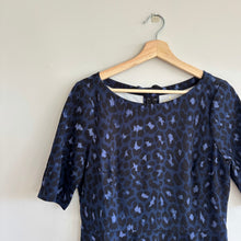Load image into Gallery viewer, Kate Spade Ponte Leopard Print Lace Up Dress Light Adriatic Blue L