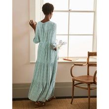 Load image into Gallery viewer, Boden Floral Print V-Neck Balloon Sleeve Maxi Dress Green 12 NWT
