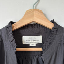 Load image into Gallery viewer, Trovata Birds of Paradis Yulia Tiered Ruffle Neck Long Sleeve Shirt Dress Black