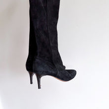 Load image into Gallery viewer, Cole Haan Suede Knee High Pointed Toe Heel Boots Black 5 1/2