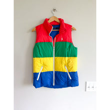 Load image into Gallery viewer, Polo Golf Ralph Lauren Colorblock Zip Up Mock Neck Puffer Vest Red Green S