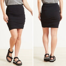 Load image into Gallery viewer, Sundry Ruched La Lune Fitted Ribbed Mini Skirt Black L NWT