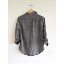 Load image into Gallery viewer, Babaton Utility Denim Roll Tab Sleeve Collared Button Up Shirt Casual Gray XS