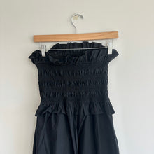 Load image into Gallery viewer, GILLI Strapless Cotton Smocked Bodice Wide Leg Jumpsuit Black M