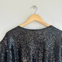 Load image into Gallery viewer, Anthropologie Sequin Embellished Short Sleeve Crop Top Black M NWT