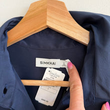 Load image into Gallery viewer, SIMKHAI Julip Tie-Waist Shirtdress-Style Gown Midnight Blue 2 NWT