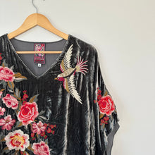 Load image into Gallery viewer, Johnny Was Embroidered Velvet V-Neck Poncho M