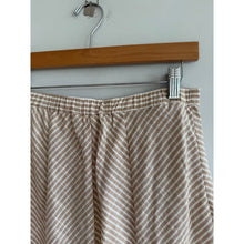 Load image into Gallery viewer, Max Studio Stripe Button Front Elastic Waist A-Line Midi Skirt Beige White M