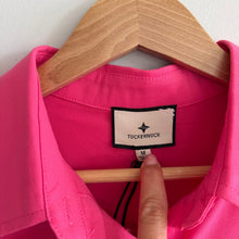 Load image into Gallery viewer, Tuckernuck Callahan Collared 3/4 Sleeve Flowy Mini Shirt Dress Hot Pink M NWT
