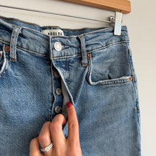 Load image into Gallery viewer, Agolde Riley Long Button-Fly High Rise Denim Straight Jeans Blue 26