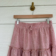 Load image into Gallery viewer, Alelly Ruffle Floral Print Mini Skirt Pink M NWT