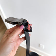 Load image into Gallery viewer, PRADA Saffiano Leather Classic Adjustable Slide Buckle Belt Black 44