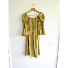 Load image into Gallery viewer, Roolee Roxanne Floral Pattern Square Neck Smocked Puff Sleeve Mini Dress S NWT