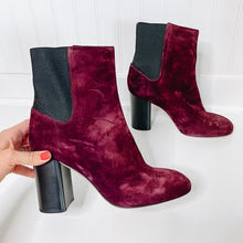 Load image into Gallery viewer, Rag & Bone Agnes Velvet Suede Chelsea Booties in Red $575