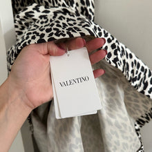 Load image into Gallery viewer, VALENTINO Silk Blend Animal Print Pleated Dress Black/White 10
