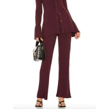 Load image into Gallery viewer, N:Philanthropy Revolve Reign Ribbed Pull On High Rise Pants Space Cherry XS
