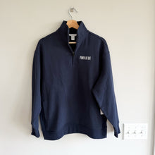 Load image into Gallery viewer, Athleta Logo Fleece 1/4 Zip Power of She Pullover Sweatshirt Navy Blue XS NWT