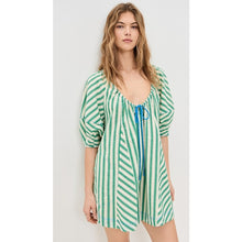 Load image into Gallery viewer, Free People Bop Around Striped Scoop Neck 3/4 Sleeve Casual Romper Green S NWT