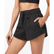 Load image into Gallery viewer, Lululemon Inner Glow Terry 3" High Rise Activewear Short Black 4
