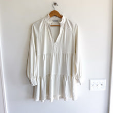 Load image into Gallery viewer, Amanda Uprichard Saffron Tiered V-Neck Mini Shirt Dress White XS