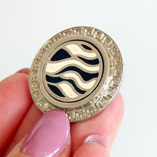Load image into Gallery viewer, Gianni Versace Vintage Stamped Gold Tone Border Zebra Stripe Brooch Gold