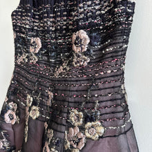 Load image into Gallery viewer, TALBOT RUNHOF Flared Metallic Floral Jacquard Sleeveless Dress Purple 10
