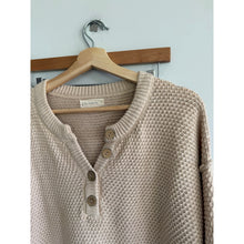 Load image into Gallery viewer, By Together Knit Henley Neck Long Sleeve Wide Leg Lounge Set Cream M