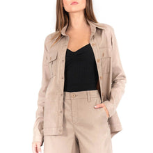 Load image into Gallery viewer, Level 99 Gina Button Front Long Sleeve Shirt Jacket Tan S