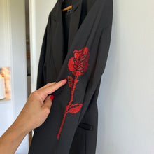 Load image into Gallery viewer, Hipchik Couture Skull Rose Beaded Single-Breasted Blazer Black 14
