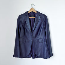 Load image into Gallery viewer, AKRIS Lamb Nappa Leather Collared Blazer Purple 12