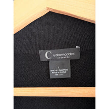 Load image into Gallery viewer, C by Bloomingdales 2-Ply Cashmere Button Front Knit Sweater Blazer Black L