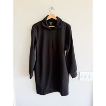Load image into Gallery viewer, Athleta Allure 1/4 Zip Long Sleeve Mock Neck Mini Dress Black M NWT