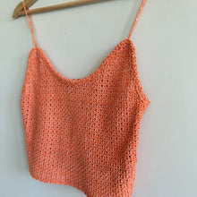 Load image into Gallery viewer, Zara Crochet Knit Scoop Neck Pullover Cropped Tank Top Orange L