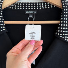 Load image into Gallery viewer, Minnie Rose Rhinestone Stud Embellished Bell Sleeve Sweater Black L NWT