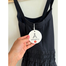 Load image into Gallery viewer, Anrabess Built-In Shorts Smocked Waist Sleeveless Tennis Mini Dress Black M NWT